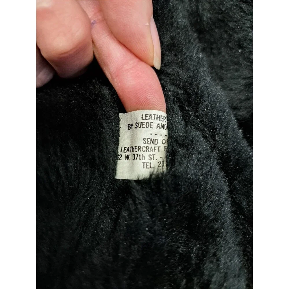 Vintage Garsel Sherpa Lined Genuine Suede Brown Beige Bomber Jacket - Women's 36 - Picture 8 of 9